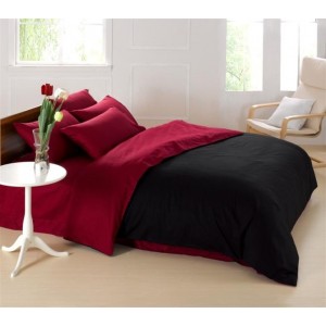 Pure Damask 300 TC Egyptian Cotton Sateen Solid Color BedSets [All Sizes] CSB-106 Maroon & Black